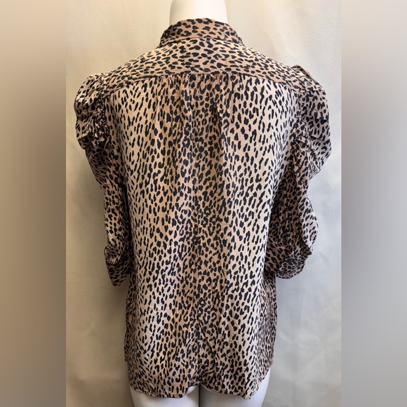 Frame Gillian Leopard-Print Silk Chiffon Blouse Size Medium (6-8) - Picture 8 of 16
